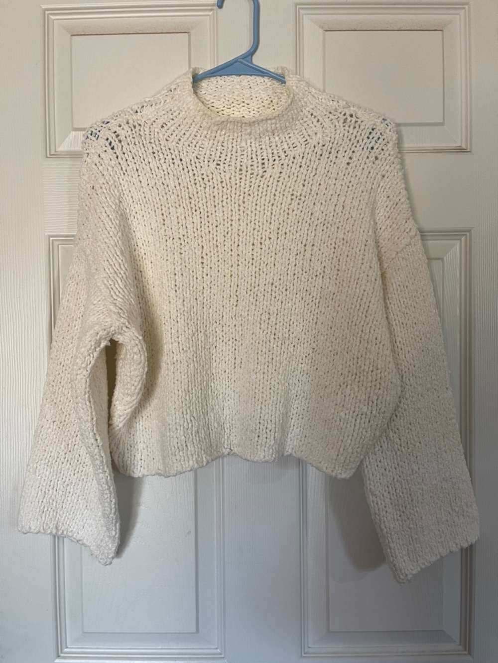 Anthropologie Cream Cozy Chunky High Neck Sweater